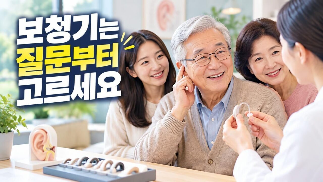 가족이 어르신의 보청기 선택을 상담하는 모습