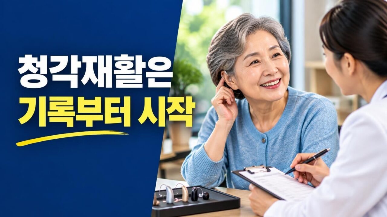 청각재활 상담을 앞두고 보청기와 메모를 준비하는 사람