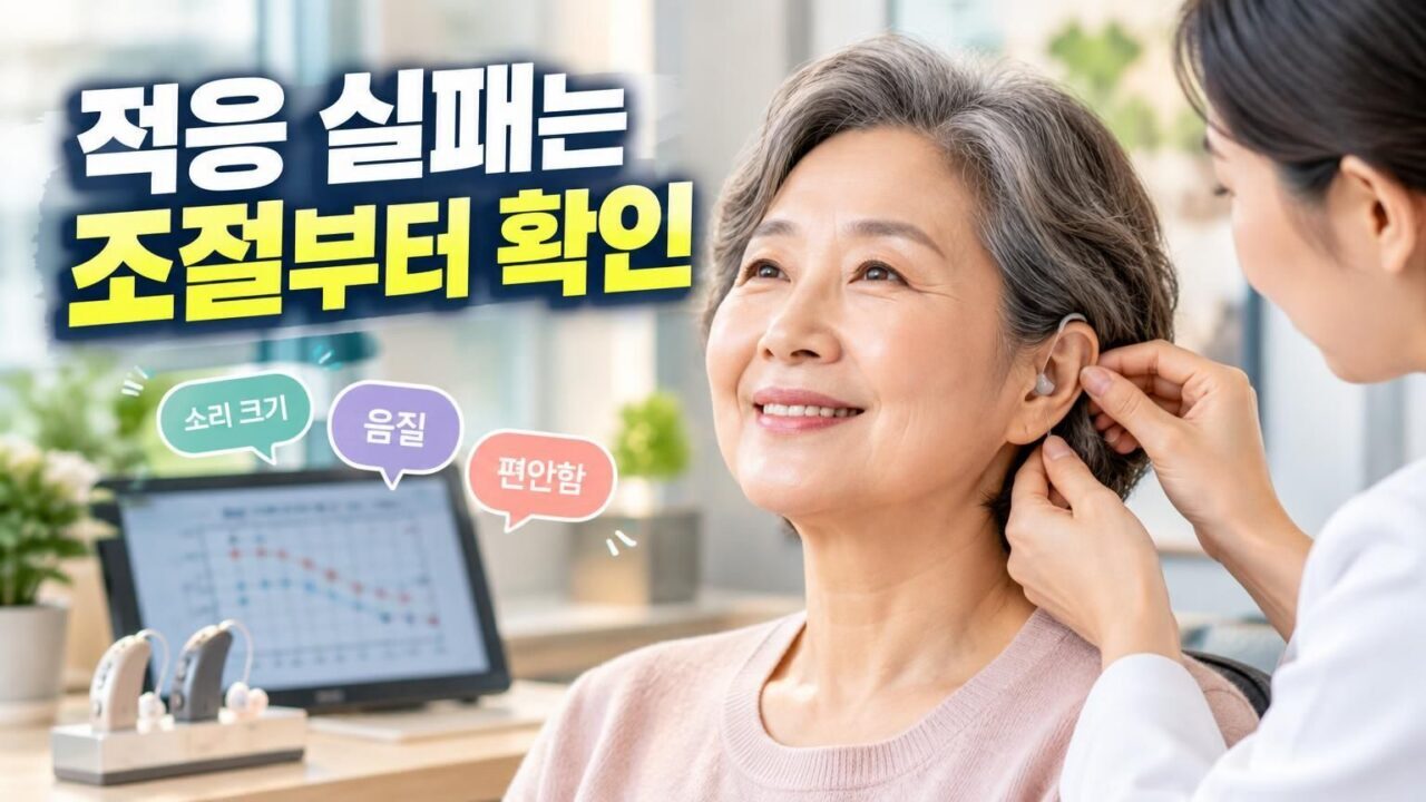 보청기를 착용하고 청력 상담을 받는 모습