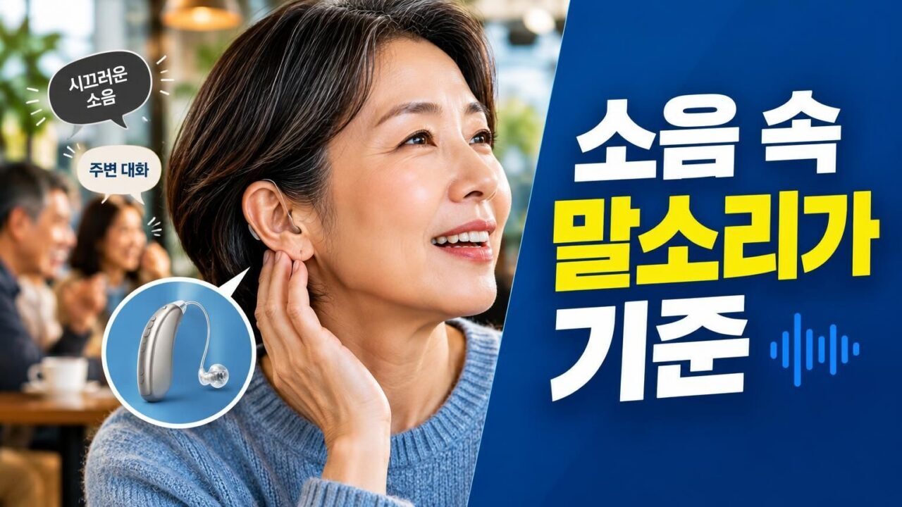 서로 다른 보청기 성능과 청취 기능을 비교하는 모습