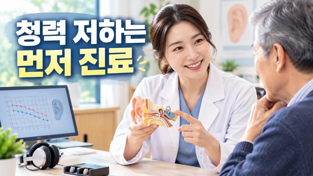 갑작스러운 청력 저하를 상담하는 이비인후과 진료 장면